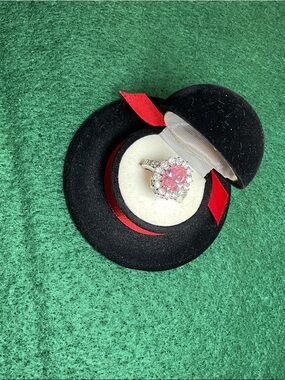 Pink Halo Cocktail Ring with Clear Accents - Women Jewelry